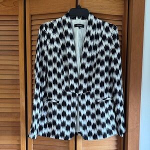Nine West Black and White Geometric Blazer